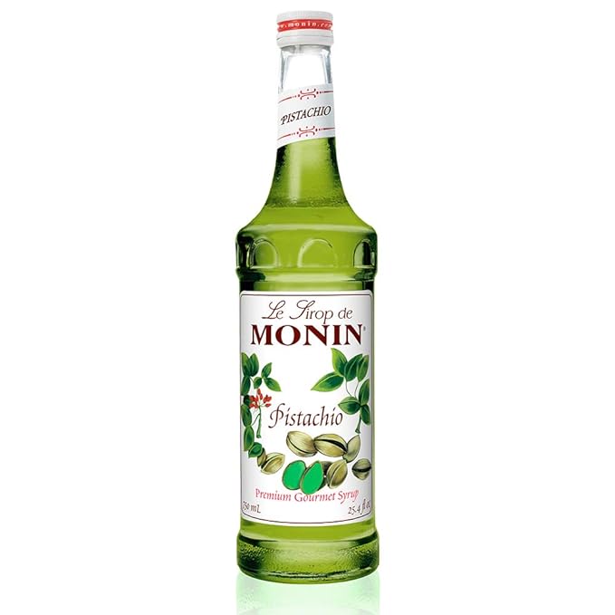 syrup Monin - Pistachio Syrup, Rich and Roasted Pistachio Flavor, Great for Lattes, Mochas, and Dessert Cocktails, Non-GMO, Gluten-Free (750 ml)