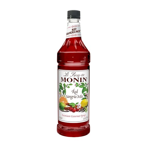 syrup Monin Flavored Syrup, Red Sangria Mix, 33.8-Ounce Plastic Bottle (1 liter)