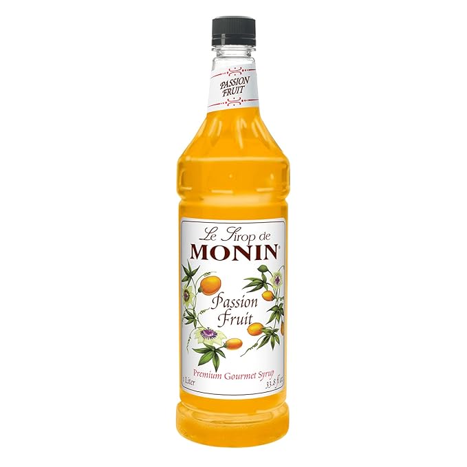 syrup Monin - Passion Fruit Syrup, Sweet Tropical Flavors, Great for Teas, Sodas, & Cocktails, Natural Flavors, No Artificial Sweeteners or Ingredients, Gluten-Free, Vegan, Non-GMO, Clean Label (1 Liter)