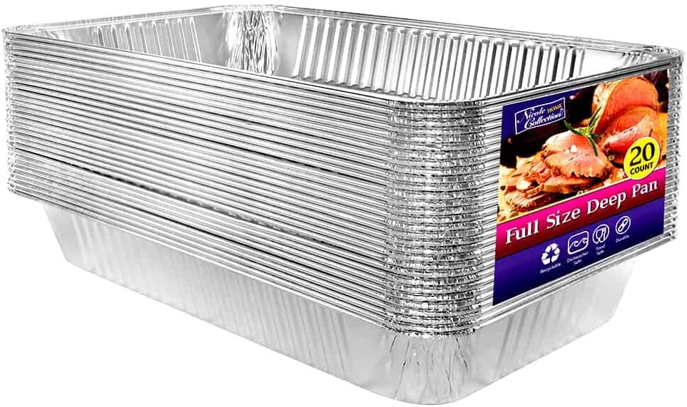 Full Size Large Aluminum Pans with Lids, Disposable Foil 21x13 Deep  [10-Pack] Steam Table Chafing Pan - Extra Heavy Duty Durable Tray - Great  for Roasting, Cooking, Warming, Prepping and Storing Food