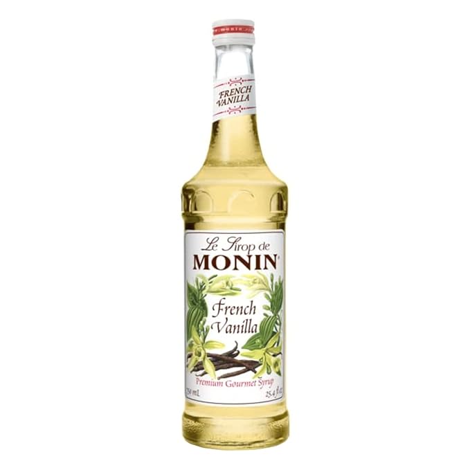 syrup Monin - French Vanilla Syrup, Boxed, Versatile Flavor, Natural Flavors, Great for Coffees, Cocktails, Shakes, and Kids Drinks, Non-GMO, Gluten-Free (750 ml)