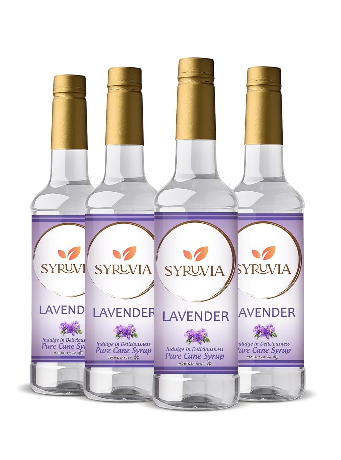 syrup Syruvia Lavender Syrup for Coffee – Fragrant Lavender Coffee Syrup Flavor, 25.4 fl oz, Kosher, Gluten Free, Perfect for Coffee, Cocktails, Drinks, Desserts, and More, No Coloring (4 Pack)