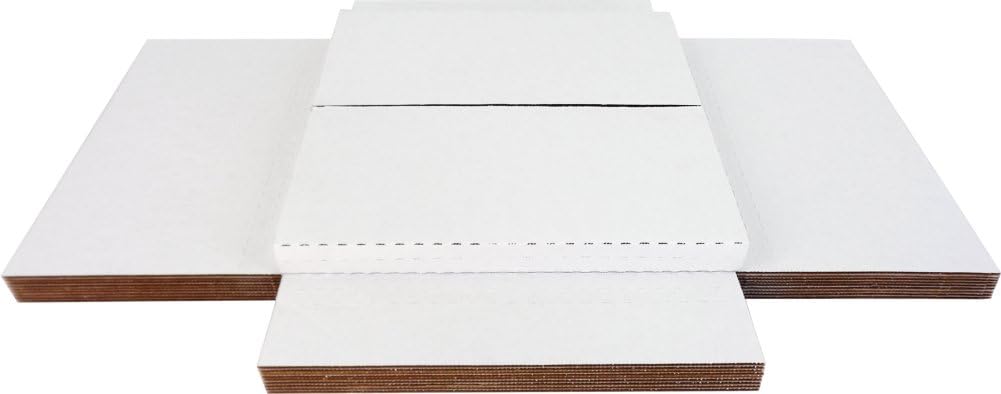 (10) White Vinyl Record LP Shipping Mailer Boxes - Holds 1 to 3 12" Records - Adjustable Height - STRONG 200# Test Cardboard #12BC01VDWH