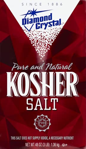 Diamond Crystal Kosher Salt – Full Flavor, No Additives and Less Sodium - Pure and Natural Since 1886 (Restuarant Pack) - 3 Pound Box