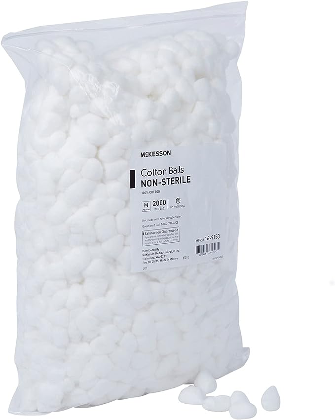 McKesson Cotton Balls, Non-Sterile, Maximum Absorbency, Medium, 2000 Count, 2 Packs, 4000 Total
