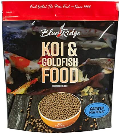 Blue Ridge Fish Food Pellets [5lb] Koi and Goldfish Growth Formula, Mini Floating Pellet, Balanced Diet