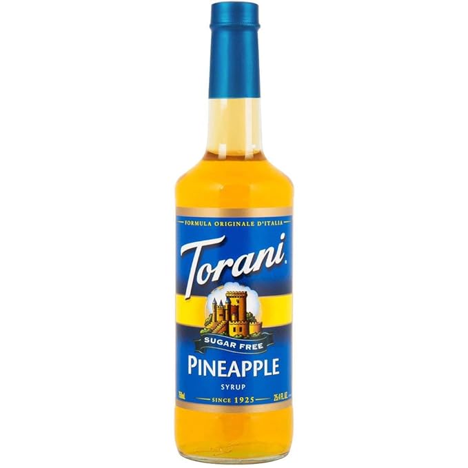 syrup Torani Sugar Free Pineapple Syrup, 750 mL Glass Bottle