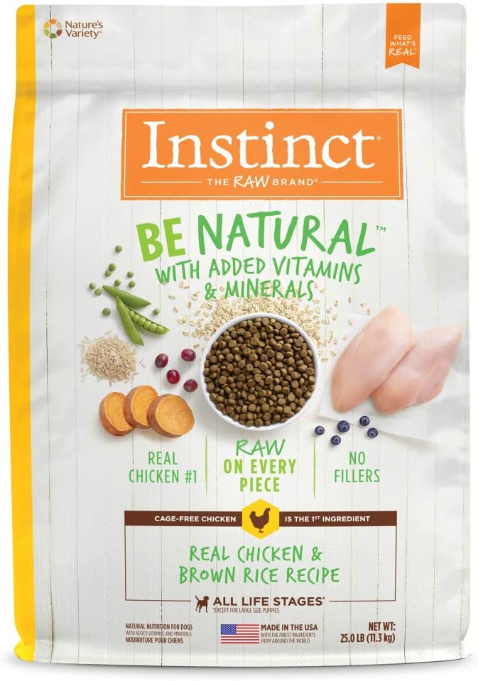 Instinct Be Natural Real Chicken & Brown Rice Recipe Natural Dry Dog Food, 25 lb. Bag