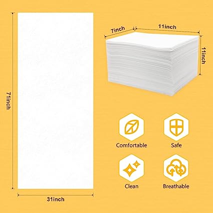 Eqivei 150 Count Disposable Massage Table Sheets, Disposable Bed Sheets fot Massage Table, Disposable Bed Covers for Lash Bed, Tattoo, Spa, Esthetician, 31 * 71 inches (White)