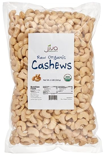 Jiva Organics Raw Organic Cashews (Whole) 2 Pound Bag