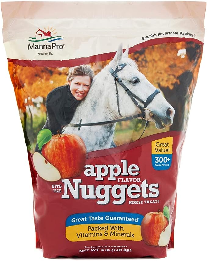 Manna Pro Bite-Size Nuggets for Horses – Horse Training Treats – Apple Flavored Treats – 4 pounds