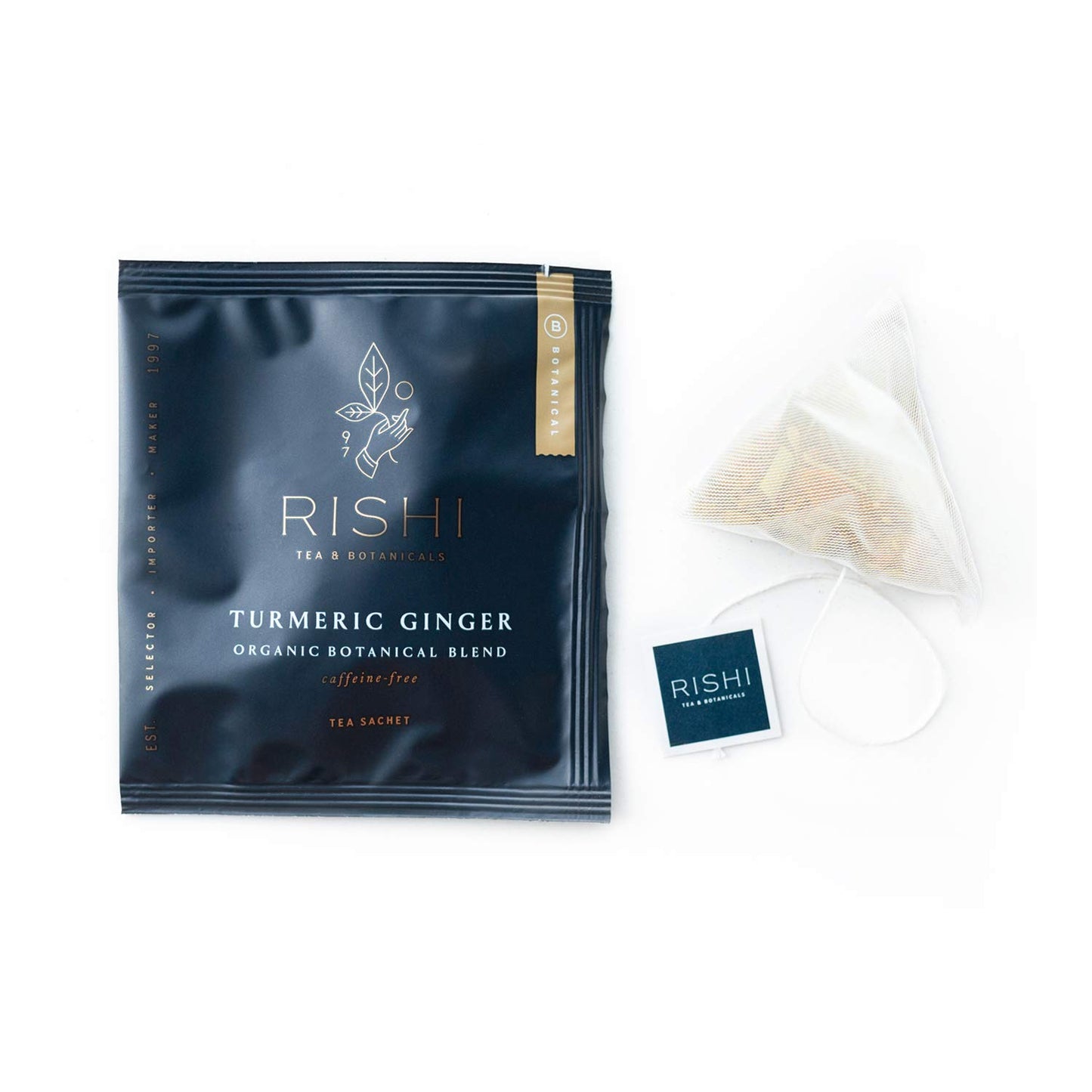 Rishi Tea Turmeric Ginger Herbal Tea | Immune Support, USDA Certified Organic, Caffeine-Free, Ayurvedic, Energy-Boosting, Citrus Flavors for Taste | 50 Sachet Tea Bags