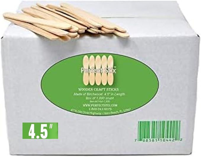 wood Perfect Stix - PS-114st-1,000 4.5" Craft Sticks/ Ice Cream Sticks/ Natural Wood - Box of 1,000ct