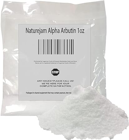 Naturejam Alpha Arbutin Powder Pure Skin Whitener Brightener Dark Spot Corrector, Evens Out Skin Tone and Helps With Hyperpigmentation (28.3 Grams)