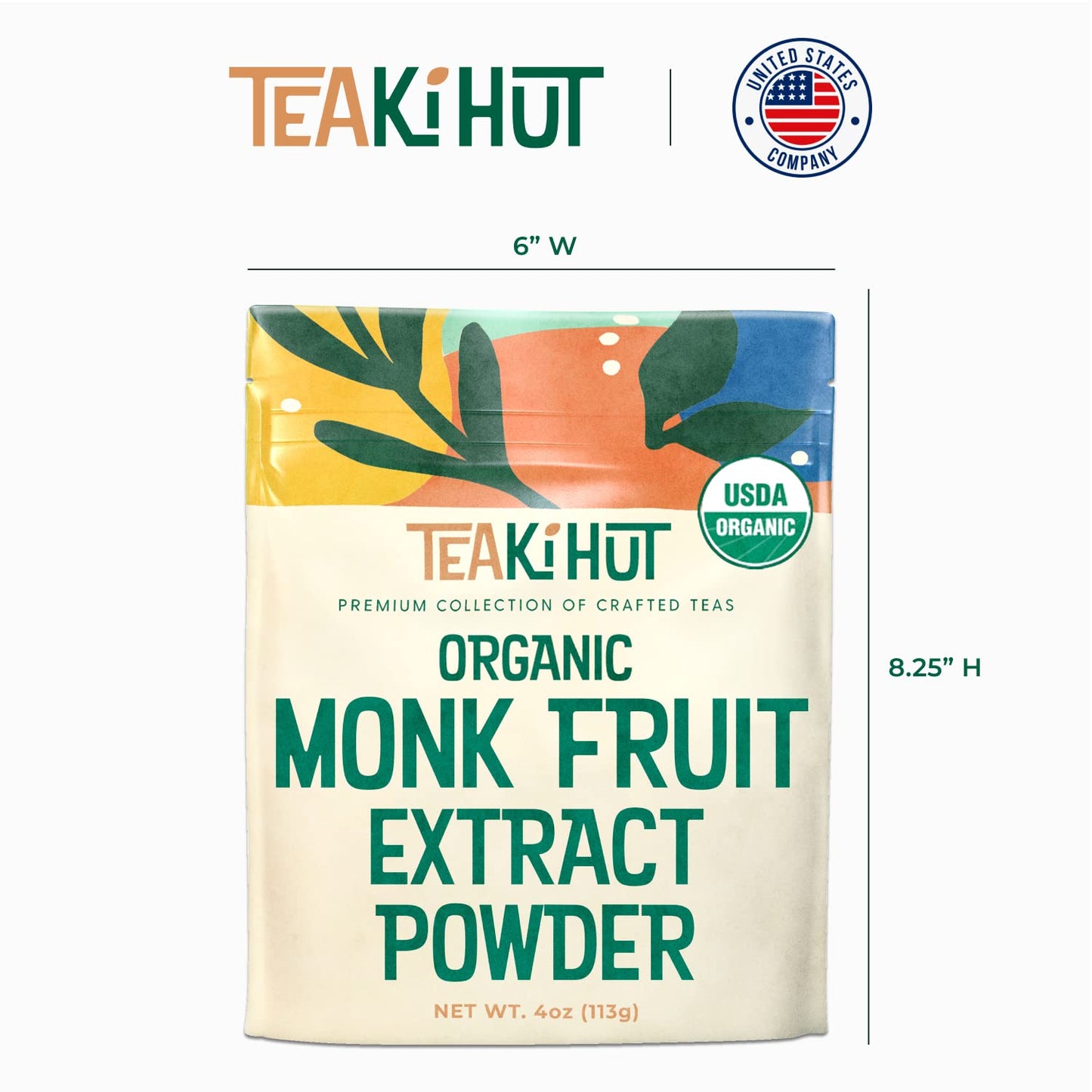 TEAki Hut Organic Monk Fruit Sweetener, 4oz (113g) 365 Servings, No Fillers Pure USDA Organic Monk Fruit Extract with No Aftertaste, Zero Calorie & Zero Carbs, Keto & Paleo Friendly