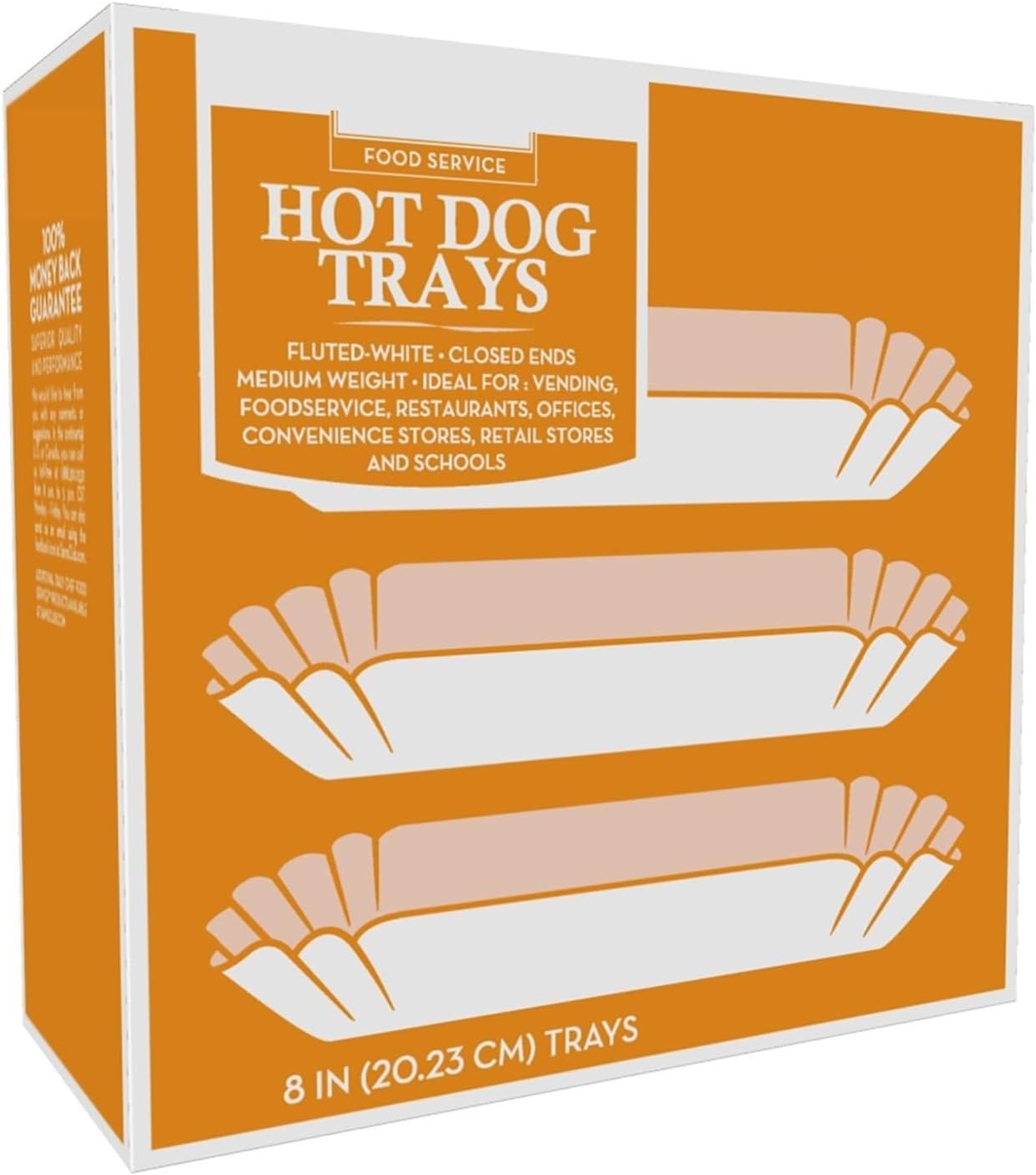 1500 Paper Hot Dog Trays | White Hot Dog Wrappers | 8 Inch Hotdog Tray Holders Plates | Disposable Fluted Hotdog Boats | Hotdog Container - Concession Stand Trays - Hot Dog Cart Accessories