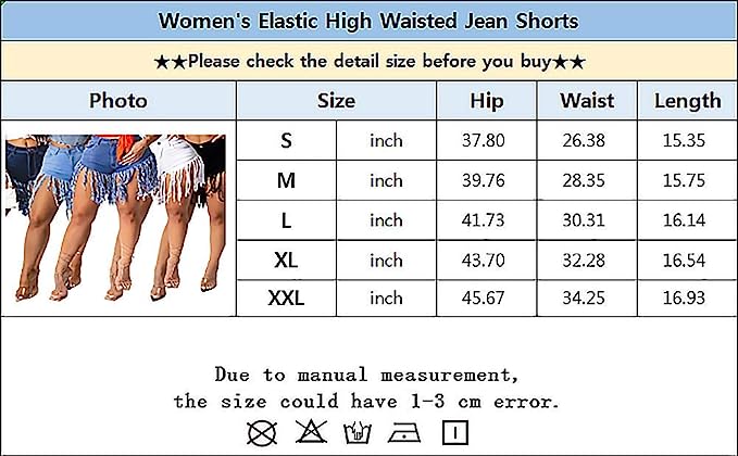 AOZZO Women's Stretch Jean Shorts Butt Lifting Push Up High Waist Distressed Frayed Raw Hem Tassele Denim Shorts