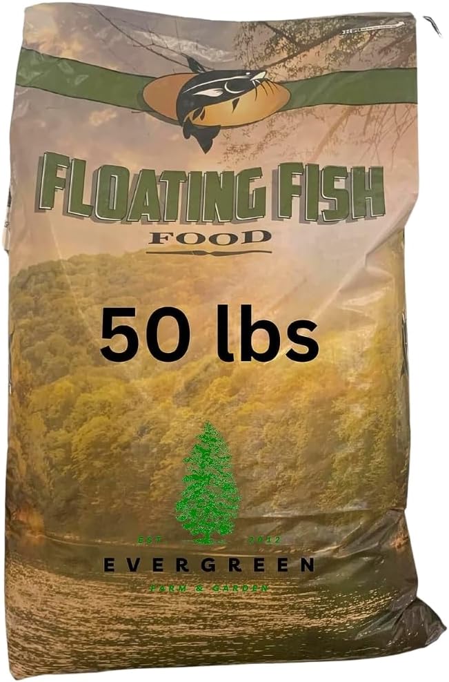 Evergreen Farm and Garden Shawnee Floating Catfish Food 32% Protein 4% Fat - 50 lb Bundled