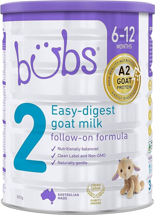 Bubs Goat Milk Follow-On Formula Stage 2, Babies 6-12 months, Made with Fresh Goat Milk, 28.2 oz