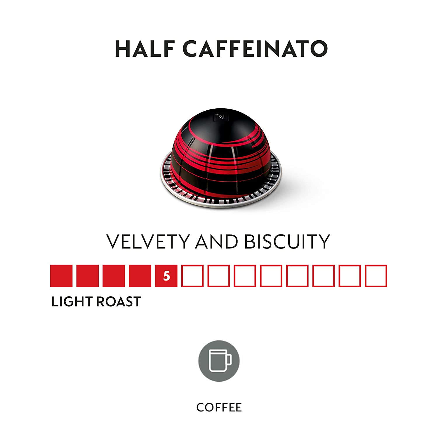 Nespresso Capsules VertuoLine, Half Caffeinato, Mild Roast Coffee, 10 Count (Pack of 3), Brews 7.8oz (VERTUOLINE ONLY)
