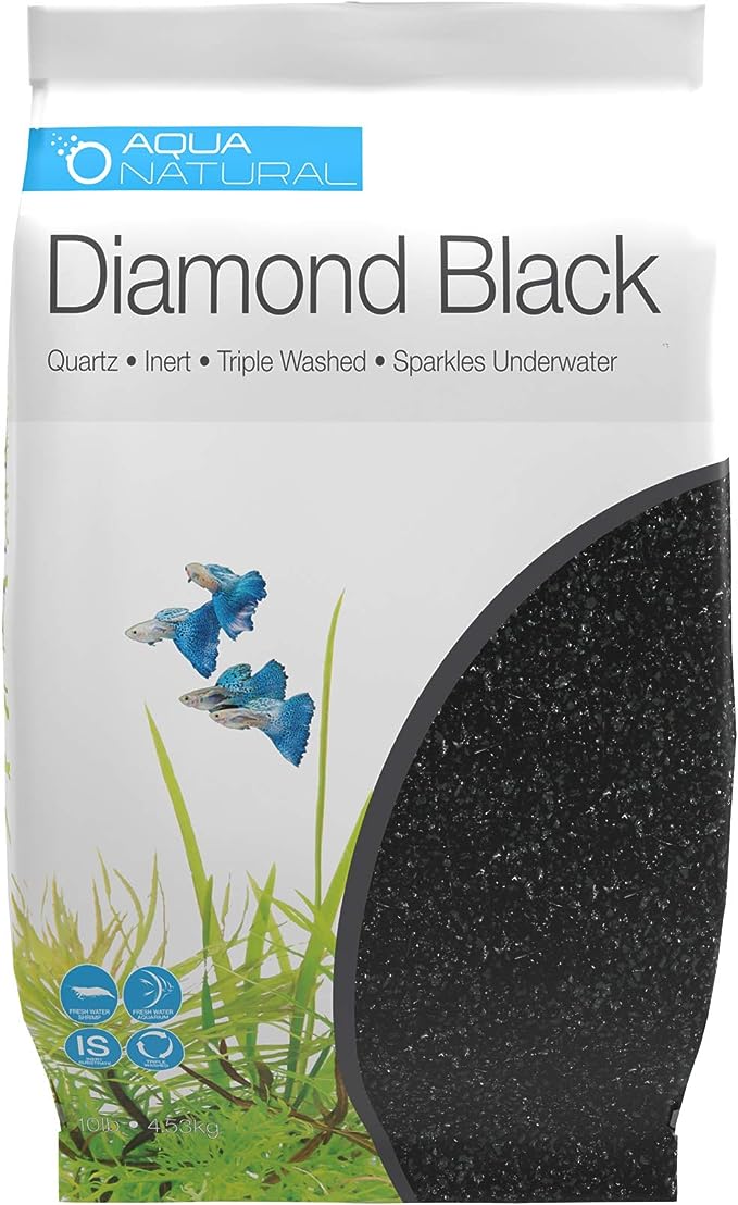 AquaNatural Diamond Black 10lb, Premium Gravel and Substrate for Aquariums, Fish Tanks and terrariums, 1-2mm