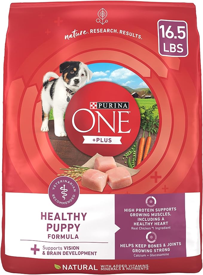Purina ONE Plus Healthy Puppy Formula High Protein Natural Dry Puppy Food with added vitamins, minerals and nutrients - 16.5 lb. Bag
