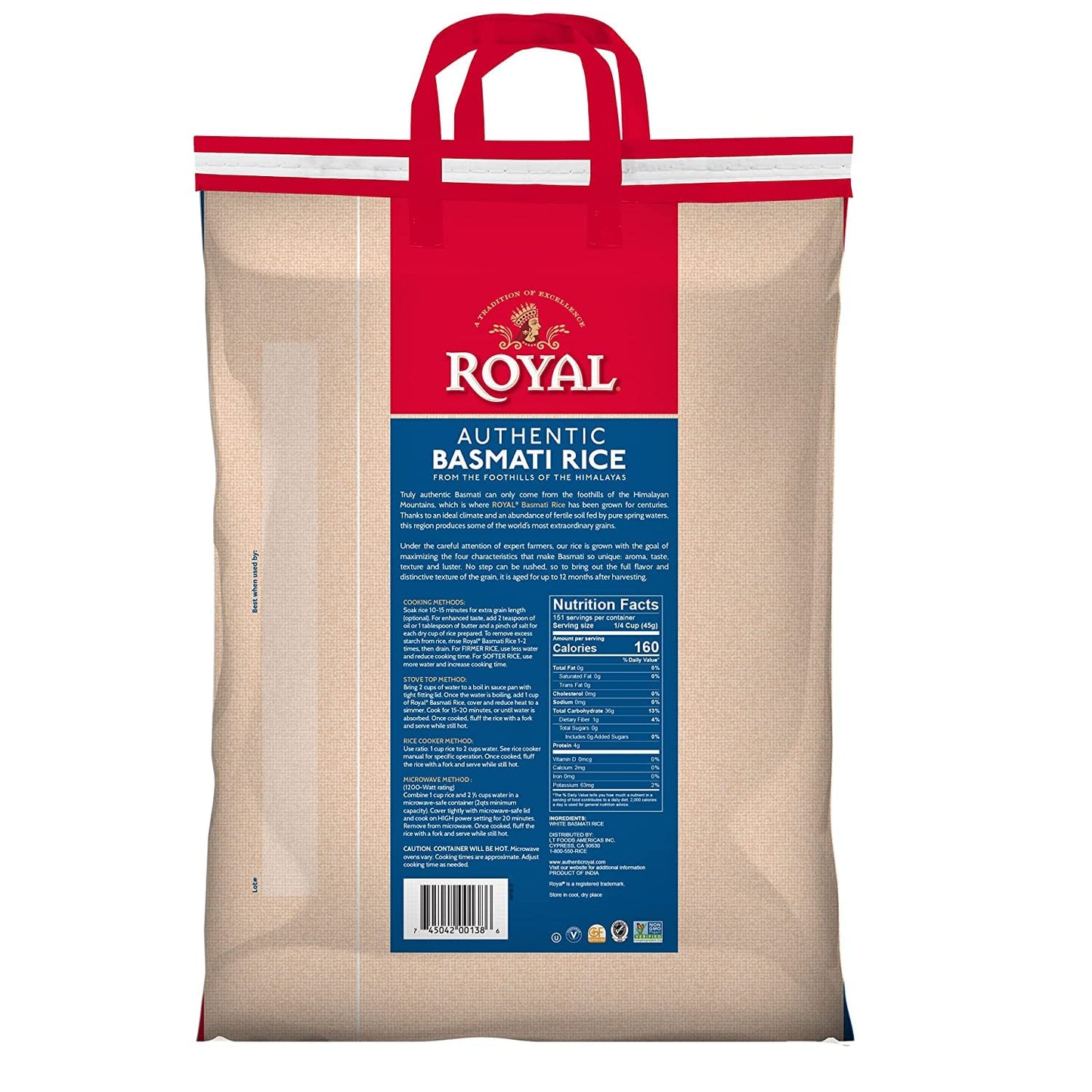 Authentic Royal Royal Basmati Rice, 15-Pound Bag, White