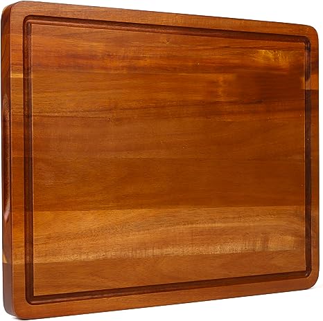 DeeDear Wood Cutting Board 16.5x13 Inch Large Reversible Chopping Block with Handles and Juice Groove, Acacia Wood Butcher Block Extra Thick Wooden Chopping Board Meat Board Cheese Board