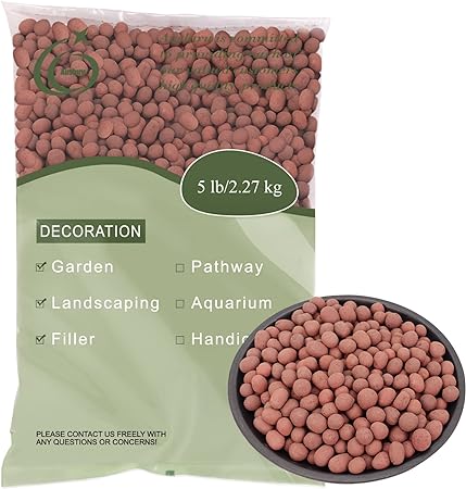 Ausluru 5LB LECA Explanded Clay Pebbles, 14-16mm Lightweight Clay Aggregate for Hydroponic Growing, Premium Grow Media for Orchids, Aquaponics Plants and Horticultural Drainage, Natural