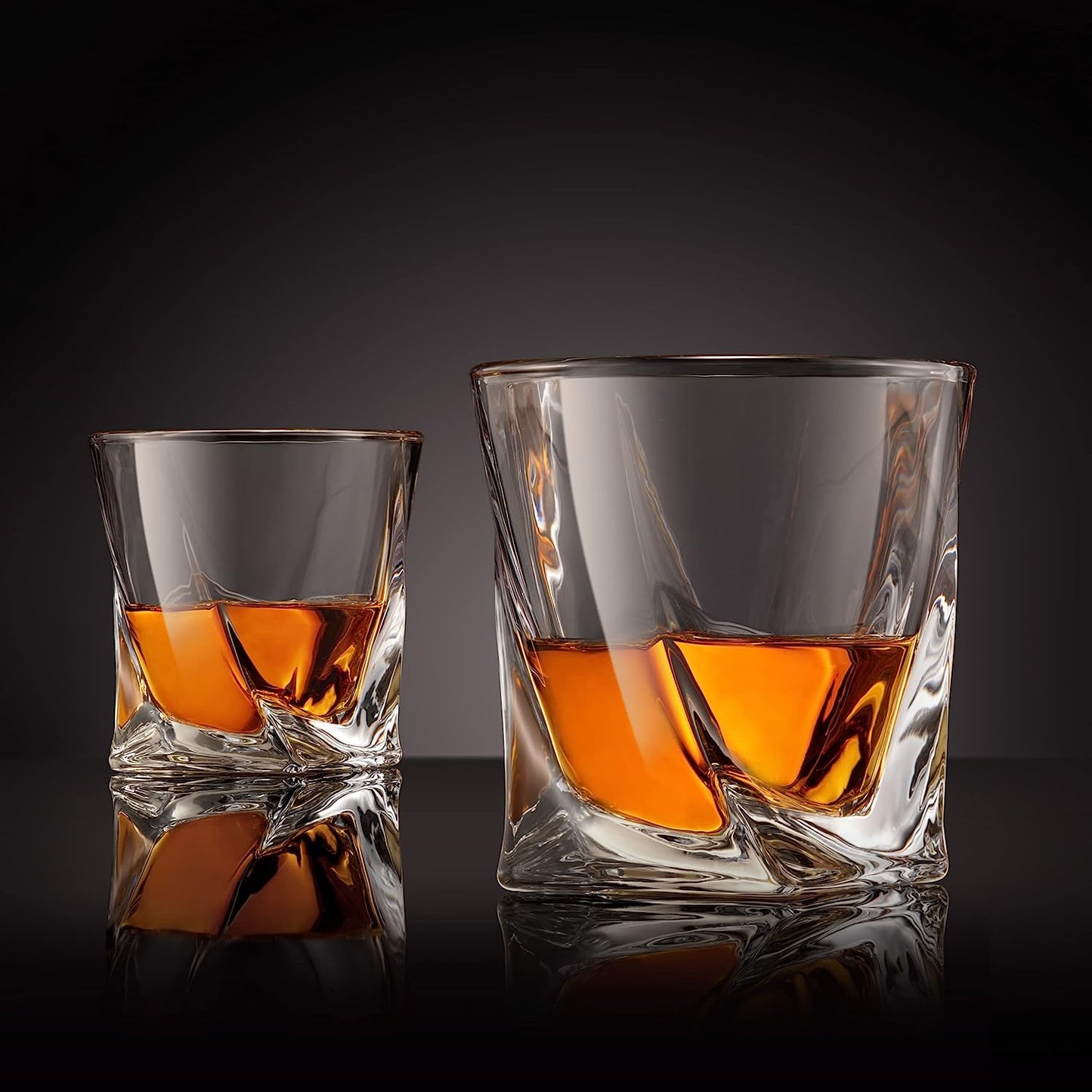 VENERO Crystal Whiskey Glasses, Set of 4 Rocks Glasses in Satin-Lined Gift Box - 10 oz Old Fashioned Lowball Bar Tumblers for Drinking Bourbon, Scotch Whisky, Cocktails, Cognac