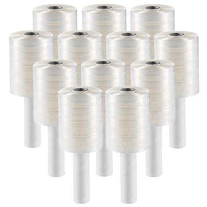12 Pack Industrial Strength Mini Hand Stretch Wrap 5" 1000 Ft Roll 80 Gauge Thick, Shrink Wrap Roll for Moving Supplies, Furniture, Pallets, Plastic Wrap for Packing, Heavy Duty Stretch Film
