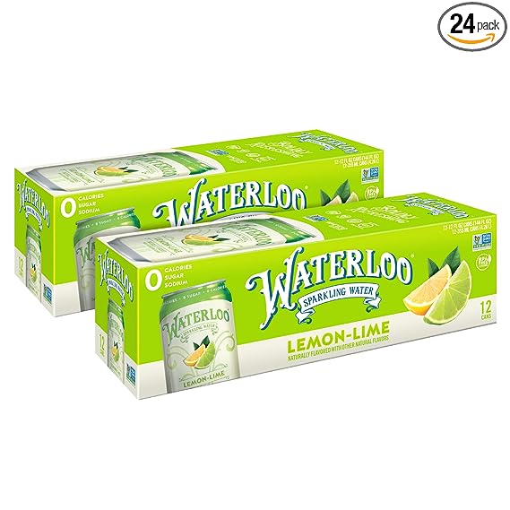Waterloo Sparkling Water, Lemon-Lime Naturally Flavored, Pack of 24, 12 Fl Oz Cans | Zero Calories | Zero Sugar or Artificial Sweeteners | Zero Sodium