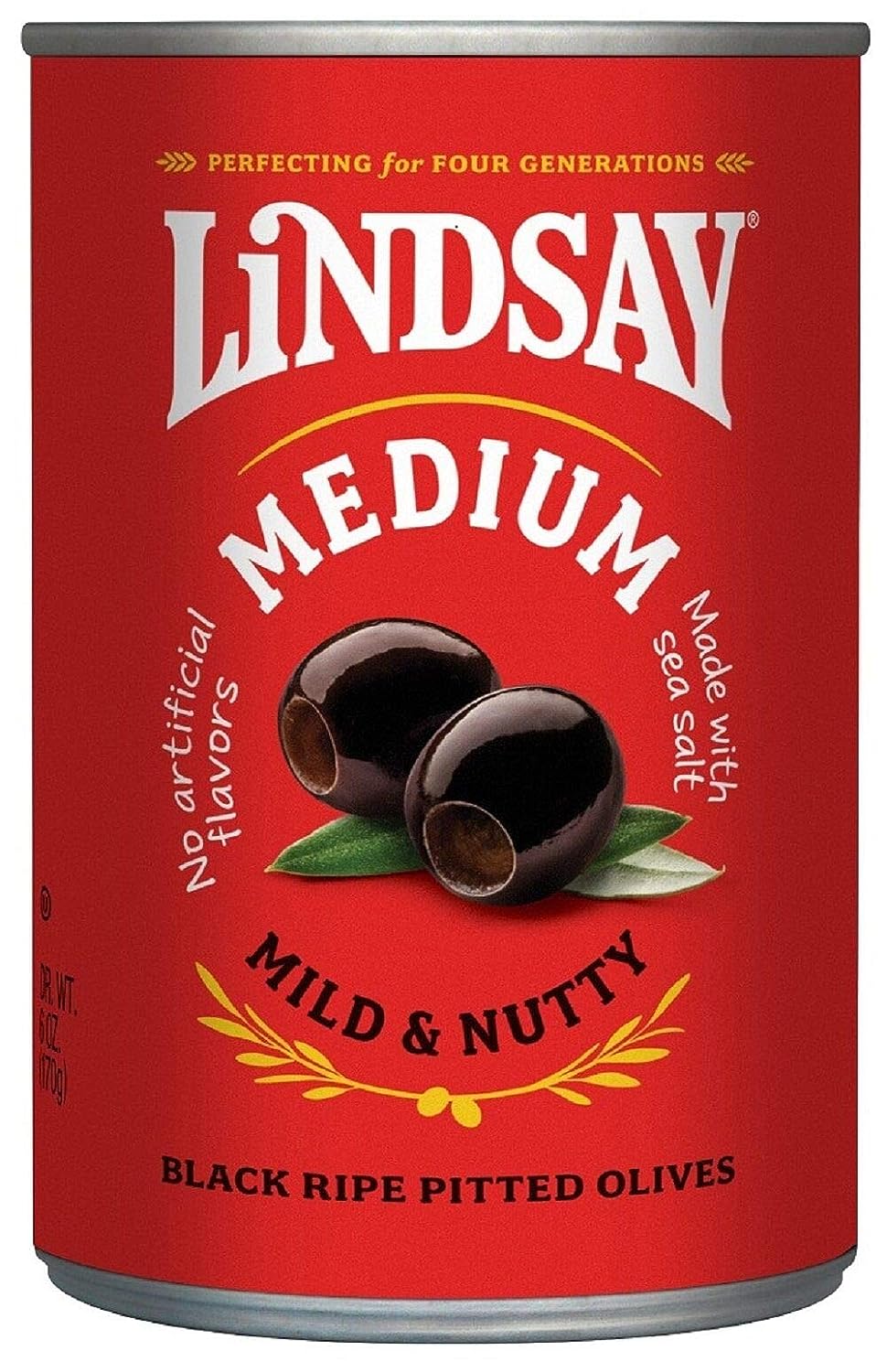LINDSAY Medium Black Ripe Pitted Olives, Pack of 12, 6oz Cans