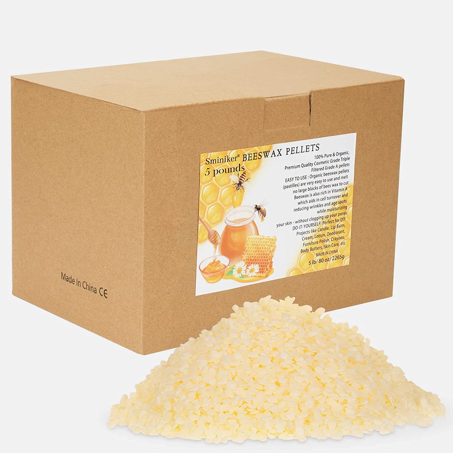 5LB Beeswax Pellets Beeswax for Candle Making Organic Beeswax Pellets for Skin Beeswax Beads Beeswax Bulk Beeswax for Lotion Making Organic for DIY and Craft Project