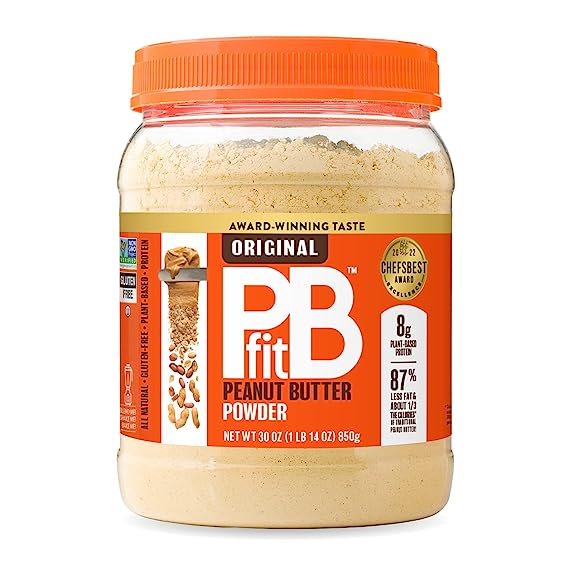 PBfit All-Natural Peanut Butter Powder, Powdered Peanut Spread From Real Roasted Pressed Peanuts, 8g of Protein, 30 Ounce (Pack of 1)