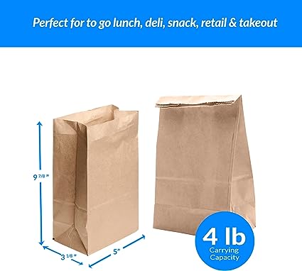 Reli. Paper Lunch Bags, 4 Lb | 500 Pcs - Bulk | Brown Paper Bags 4 lb Capacity | Kraft Paper Lunch Bags/Small Grocery Bags | Brown Paper Sacks for Snacks, Crafts, Lunch | Brown/Kraft