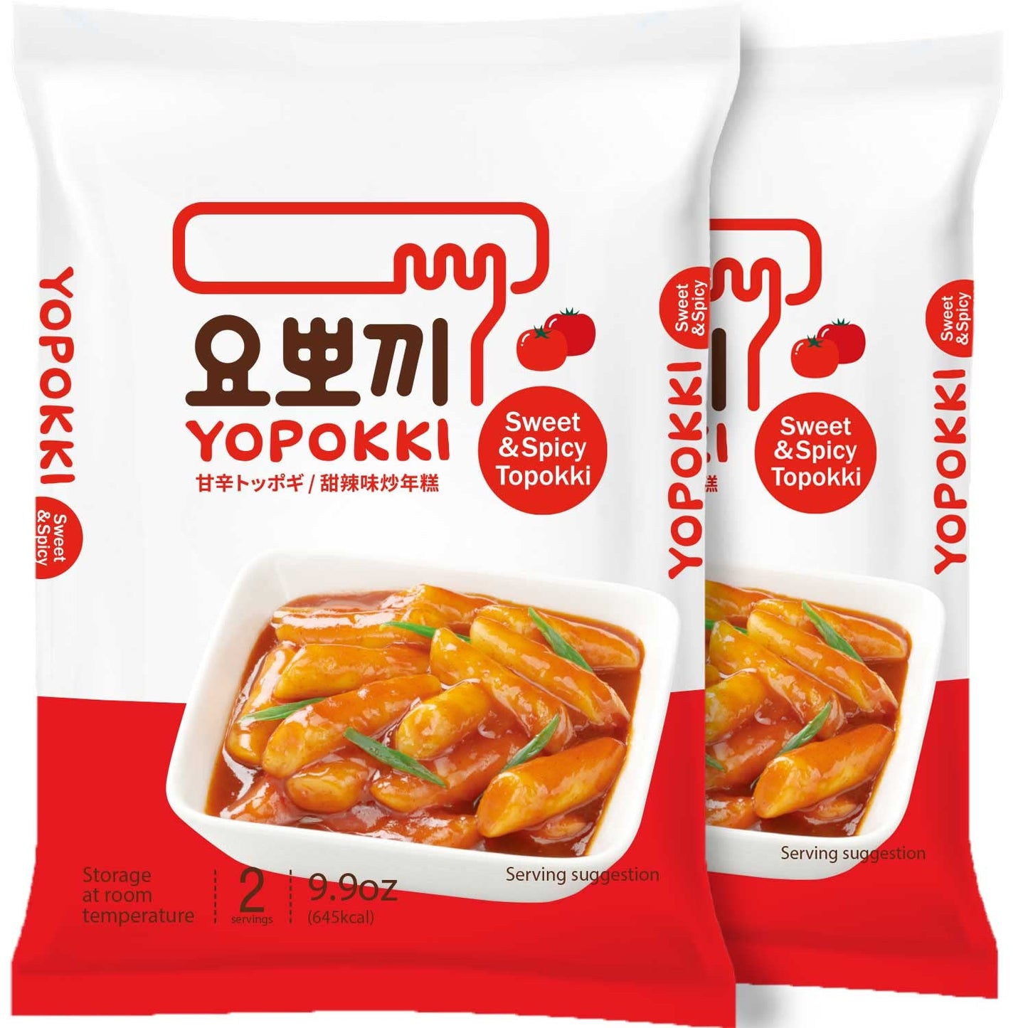 Yopokki Sweet & Mild Spicy Tteokbokki Pack I Korean Topokki Instant Retort Rice Cake (Pack of 2, Sweet & Mild Spicy Flavored Sauce) Korean Snack