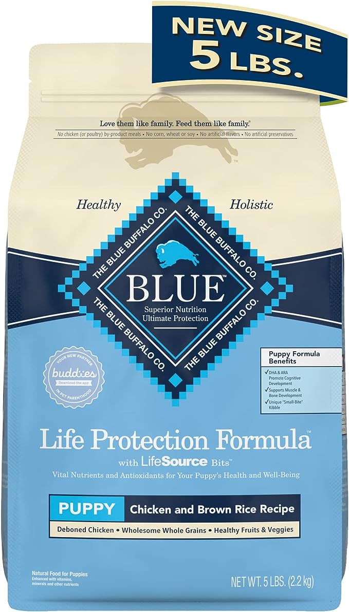 Blue Buffalo Life Protection Formula Natural Puppy Dry Dog Food, Chicken and Brown Rice 5-lb Trial Size Bag