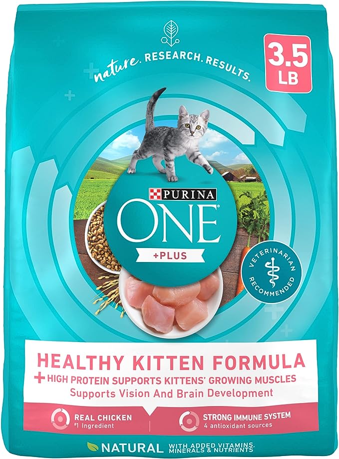 Purina ONE High Protein, Natural Dry Kitten Food, +Plus Healthy Kitten Formula - 3.5 lb. Bag