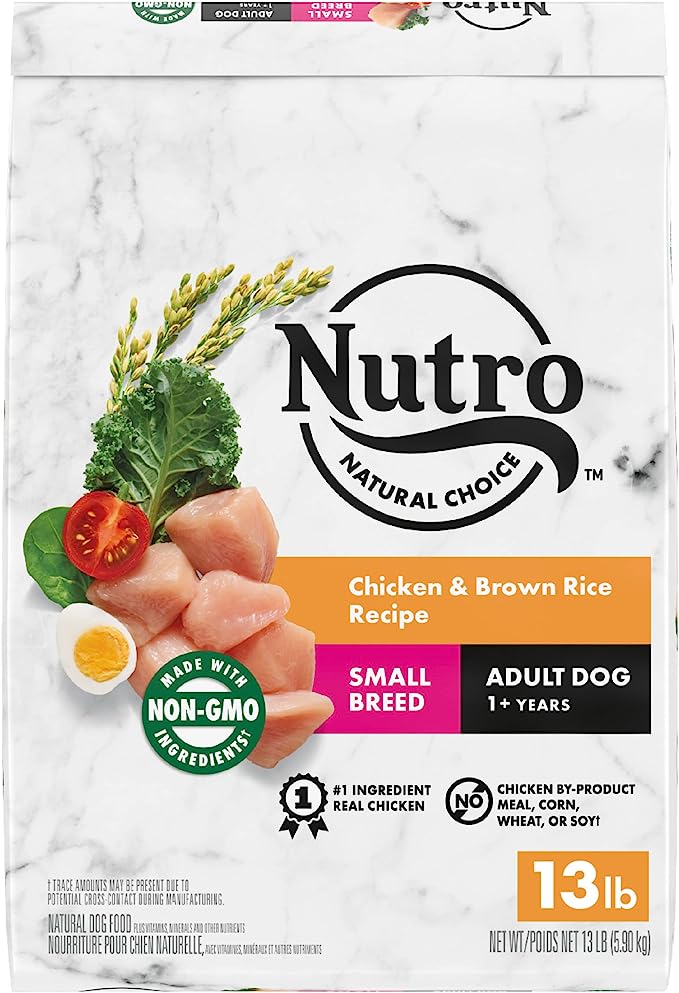 NUTRO NATURAL CHOICE Small Breed Adult Dry Dog Food, Chicken & Brown Rice Recipe Dog Kibble, 13 lb. Bag
