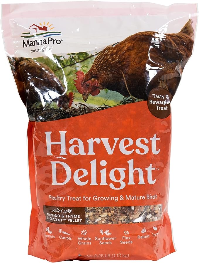 Manna Pro Chicken Treats - Harvest Delight Chicken Scratch - Chicken Feed Treat - Chicken Scratch Feed - 2.25 Pounds