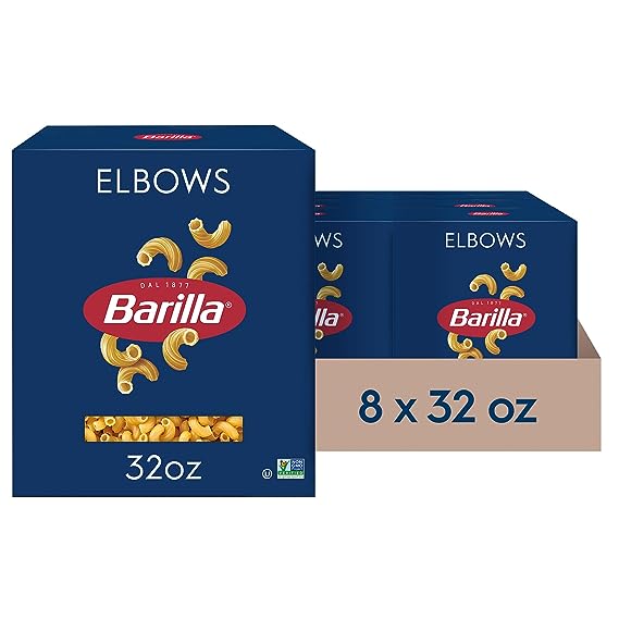 Barilla Elbows Pasta, 32 oz. Box (Pack of 8) - Non-GMO Pasta Made with Durum Wheat Semolina - Kosher Certified Pasta