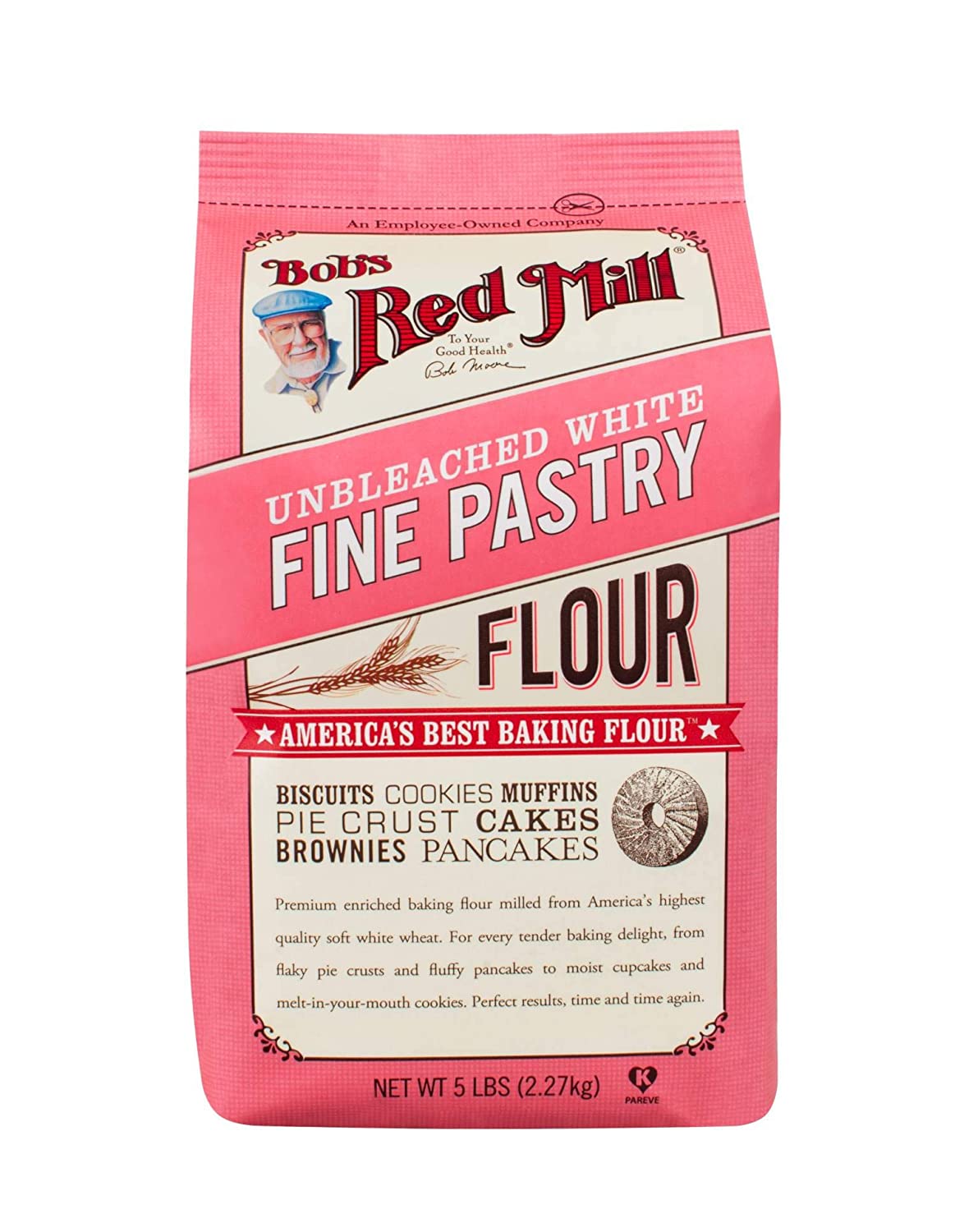Bobs Red Mill Flour, White Pastry Unbleached, 5Pound