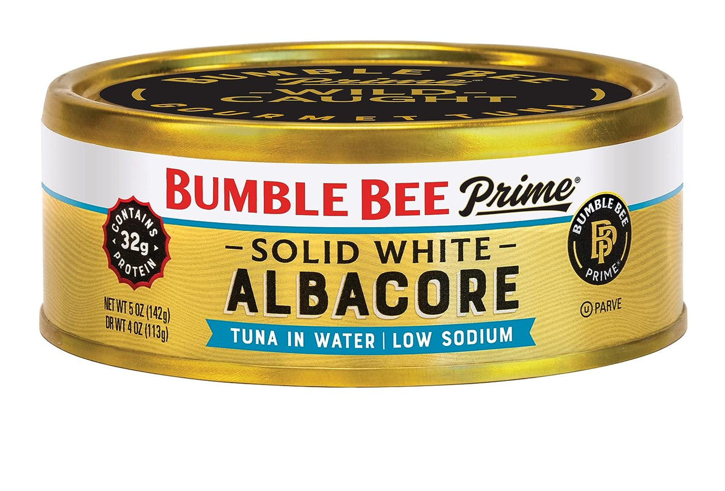 Bumble Bee Prime Solid White Albacore Tuna Low Sodium in Water, 5 oz Cans (Pack of 12) - Premium Wild Caught Tuna - 31g Protein per Serving - Non-GMO Project Verified, Gluten Free, Kosher