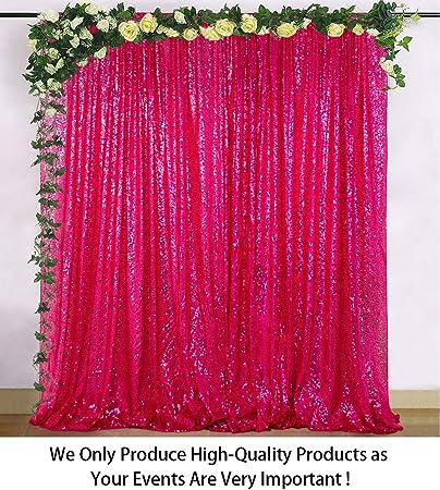 Sequin Curtain Backdrop Sequin Photo Backdrop 8FT X 10FT Hot Pink Wedding Photo Booth Backdrop Window Curtain Backdrop Christmas Photo Backdrop