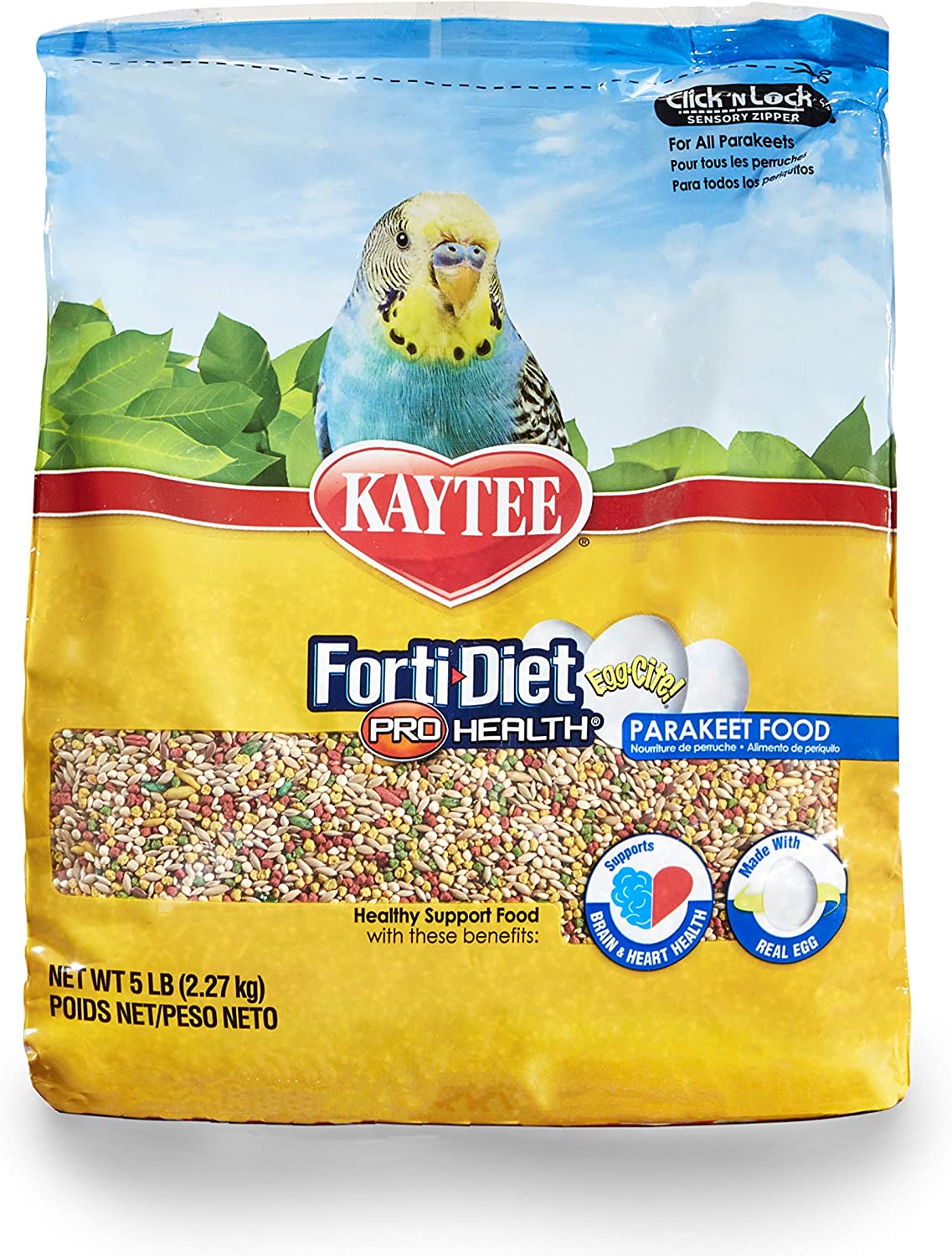 Kaytee Forti-Diet Egg-Cite Parakeet Pet Bird Food, 5 Pound