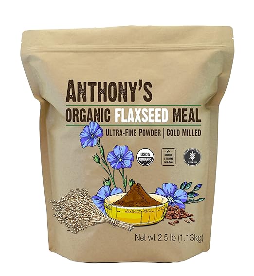 Anthony's Organic Flaxseed Meal, 2.5 lb, Gluten Free, Ground Ultra Fine Powder, Cold Milled, Keto Friendly
