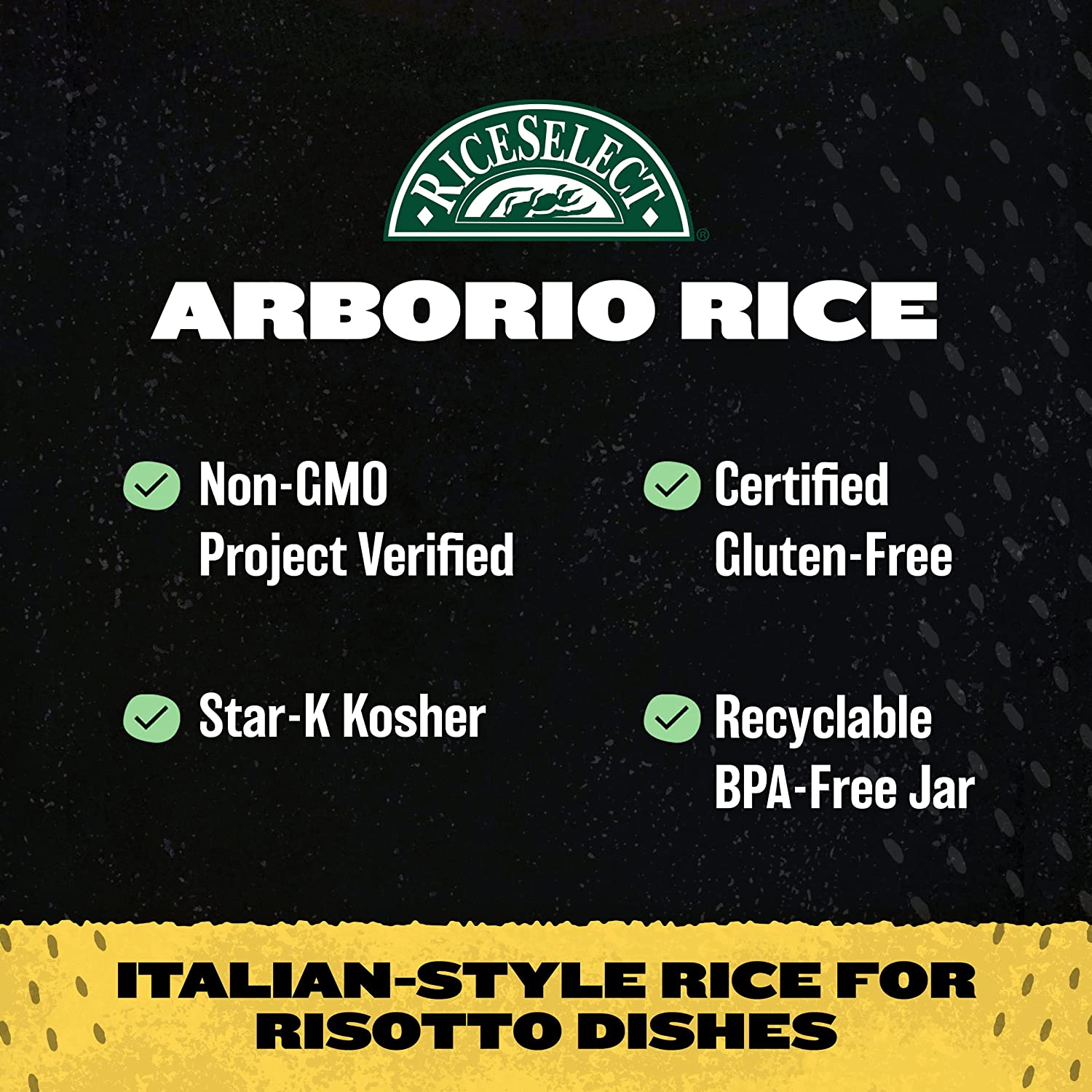 RiceSelect Arborio Rice for Italian Risotto, Premium Gluten Free Rice, Non-GMO, 32 Ounce Jar