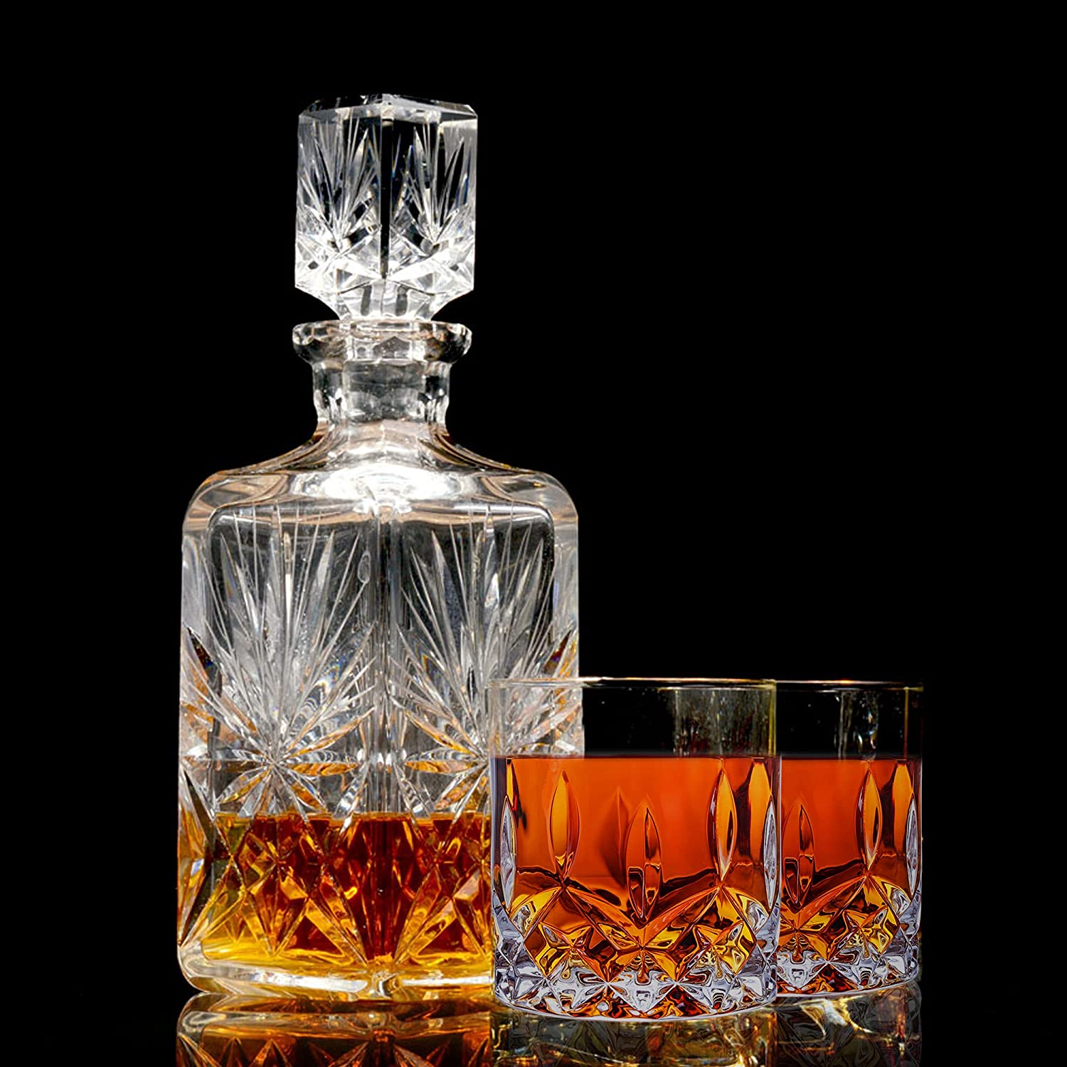 QUMMFA Whiskey Glasses, Set of 8 Cocktail Glasses, 10 OZ Old Fashioned Glasses for Drinking Scotch Bourbon Cognac Vodka Gin Tequila Rum Liquor Rye, Rocks Glasses, Crystal Scotch Glasses