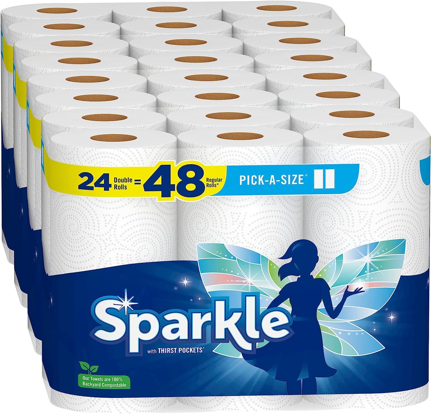 Sparkle® Pick-A-Size® Paper Towels, 24 Double Rolls = 48 Regular Rolls